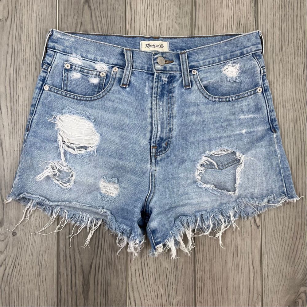 Madewell Women Size 27 The Perfect Jean Distressed High Rise Denim Cotton Short